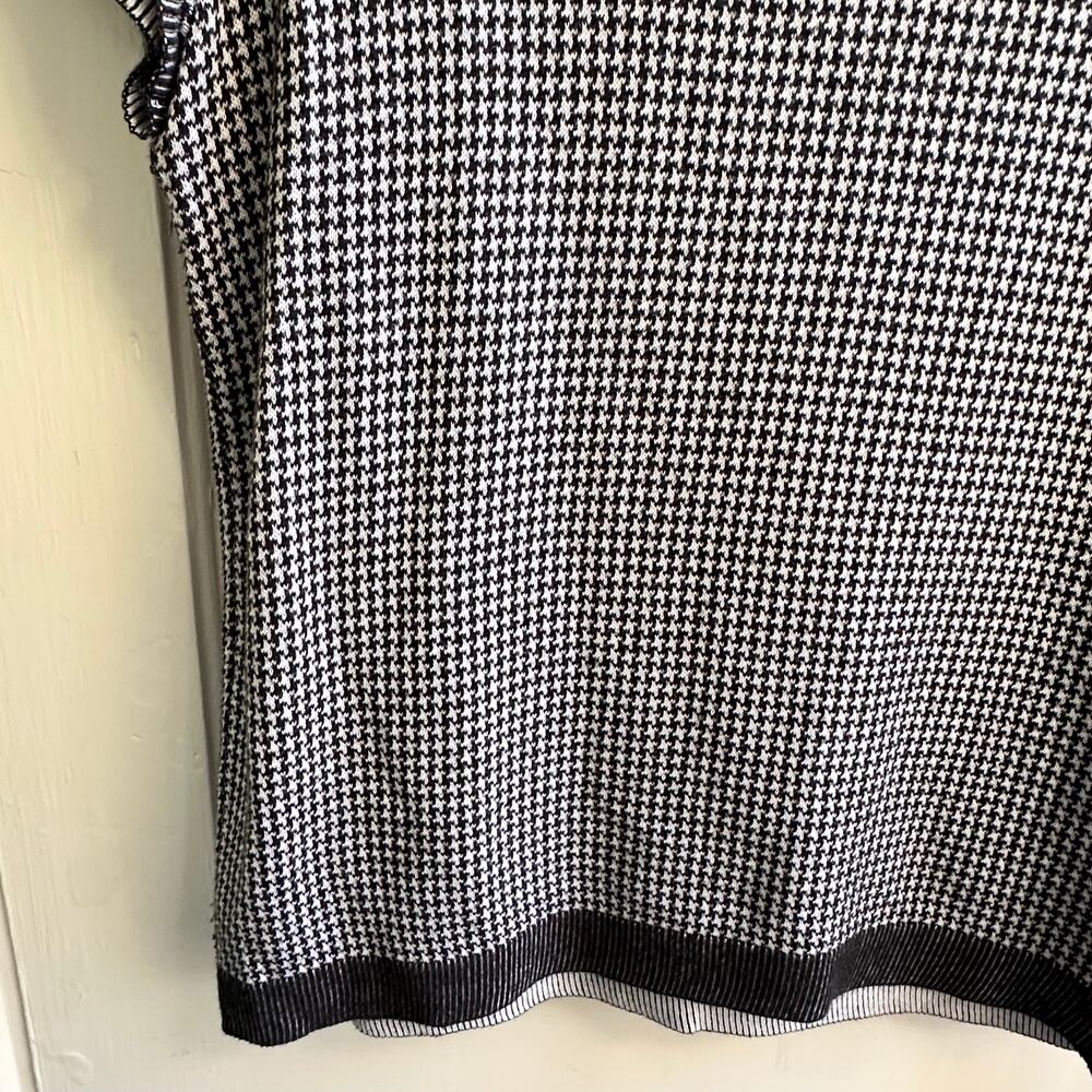 Alice + Olivia Employed Black & White Houndstooth Knit Top Size Large - Picture 5 of 8